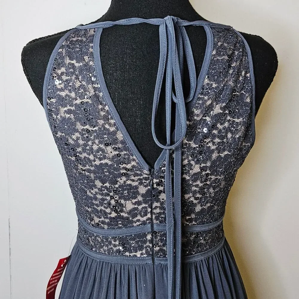 Nightway Prom Bridesmaid Blue Maxi Dress Special Occasion Party Cocktail Size 4P